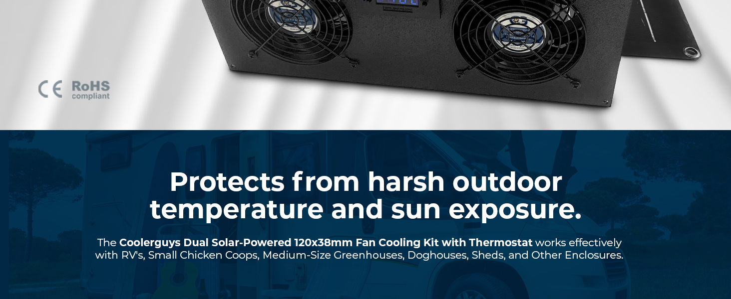 Coolerguys Dual Solar Powered 120x38mm Fan Cooling Kit with