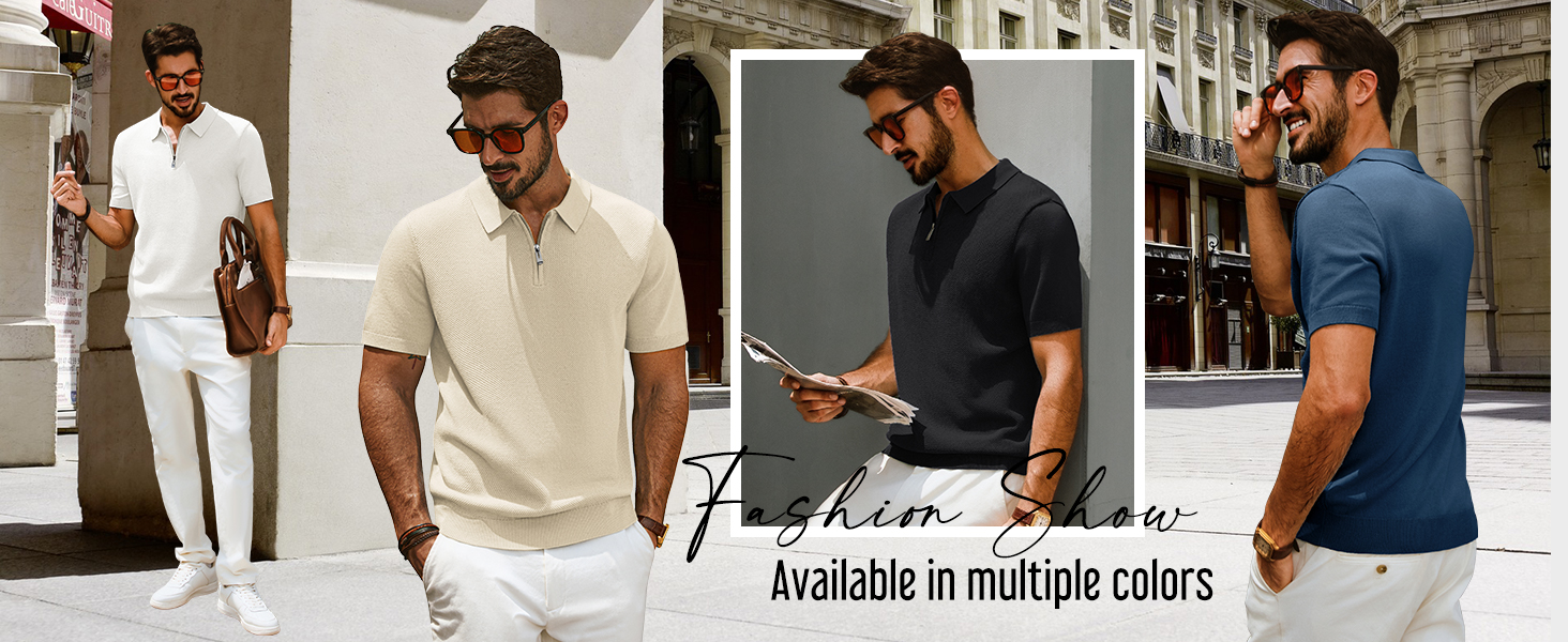 mens knitted shirt polo sweater for men textured fashion clothing