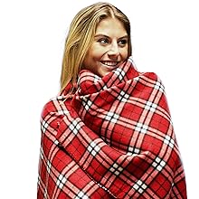 Red Plaid Blanket on the model