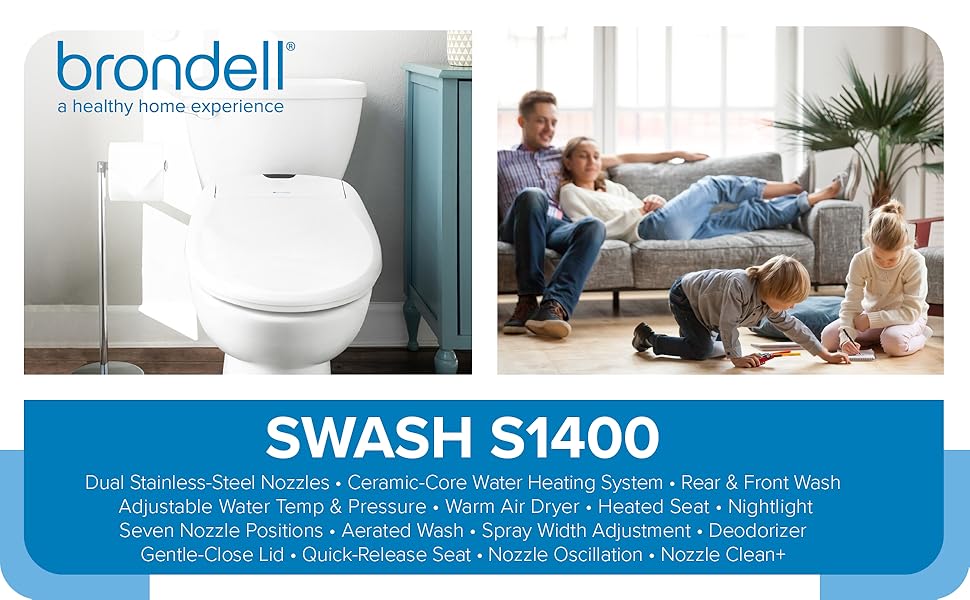 Brondell S1400EW Luxury Bidet Toilet Seat with Dual StainlessSteel