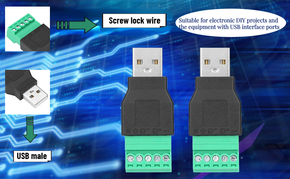 2 x USBStecker A, 5poliger SchraubanschlussAdapter Anschluss USBzu