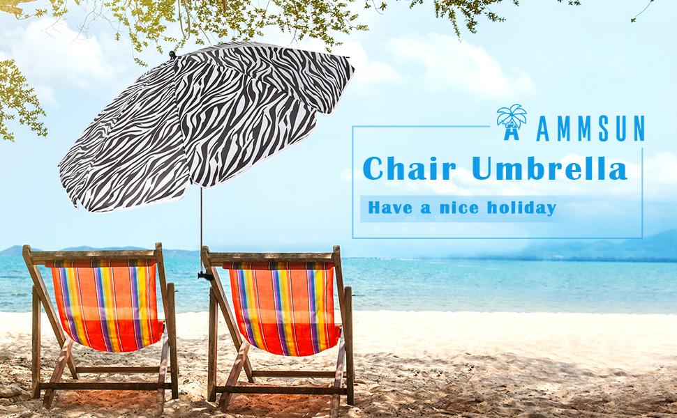 Amazon Com Ammsun Chair Umbrella With Universal Clamp And 360 Degree Swivel 43 Inches Upf 50 Great For Patio Chair Beach Chair Stroller Sport Chair Wheelchair And Wagon Zebra Garden Outdoor