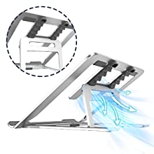 URBAN KINGS Aluminium Laptop Stand for Desk, Adjustable 6 Angle Laptop Riser for Laptops 13" 14" 15.6" inch 95 F
