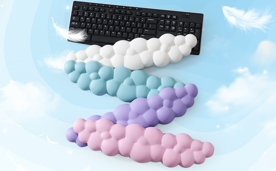 Keyboard Cloud Wrist Rest 2PCS, High Density Memory Foam Keyboard Palm