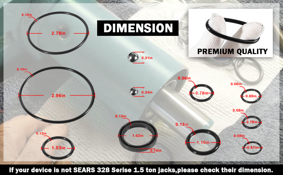 328.12002 Floor Jack Seals Kit for Sears Craftsman Jack 1.5