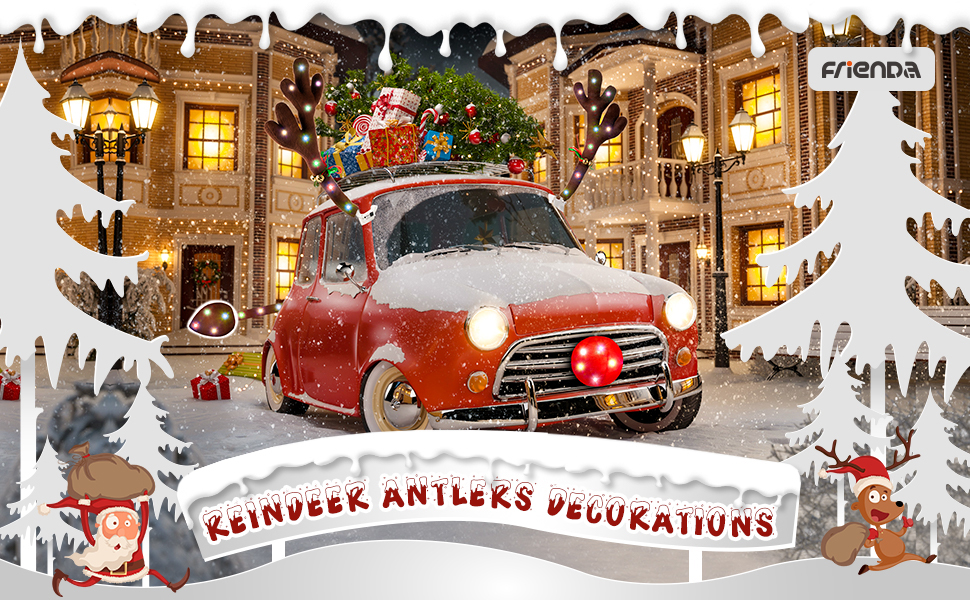 Frienda Christmas Car Antler with LED Light, Reindeer