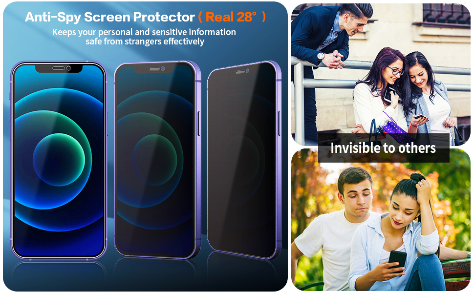 QUESPLE [2 Pack] Privacy Screen Protector for iPhone 12 and iPhone 12