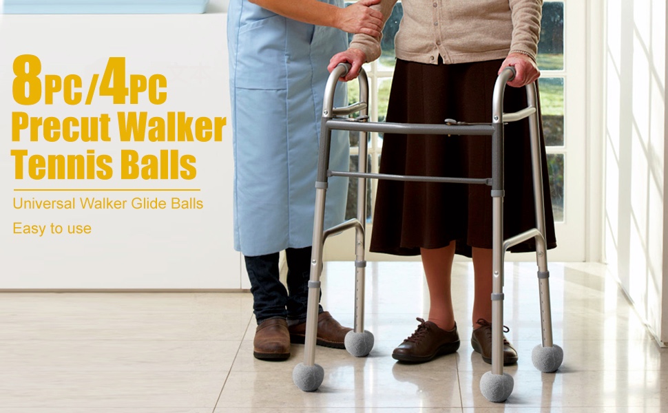 JY CLASSIC 4 PCS Walker Glide Balls, Precut Walker Tennis