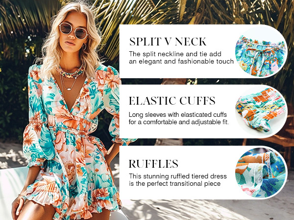 Dokotoo Womens Cute Fall Casual Deep V Neck Ruffle Chiffon