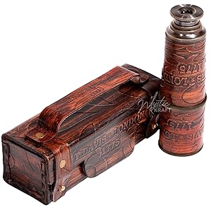 spy compass steampunk spyglass, telescope handheld, confederate money replica, solid brass marine