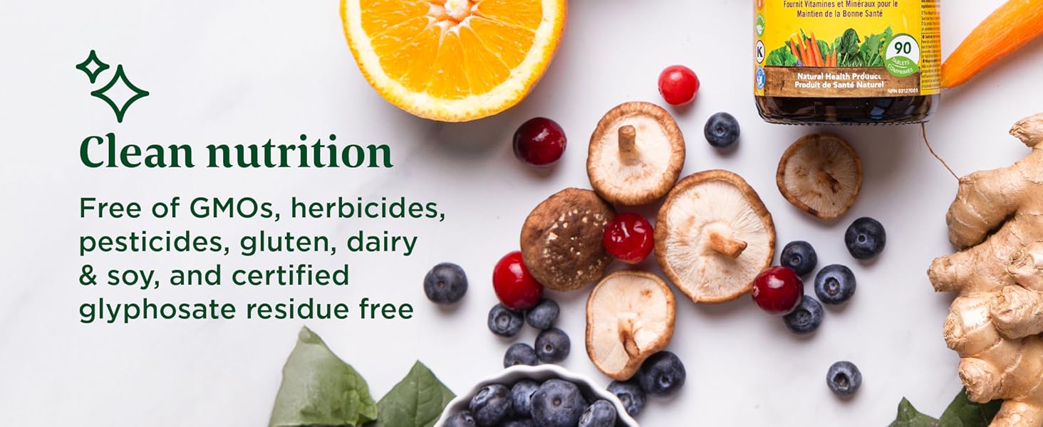 Clean nutrition, GMO Free, Dairy free, no herbicides, pesticides free, glyphosate residue free