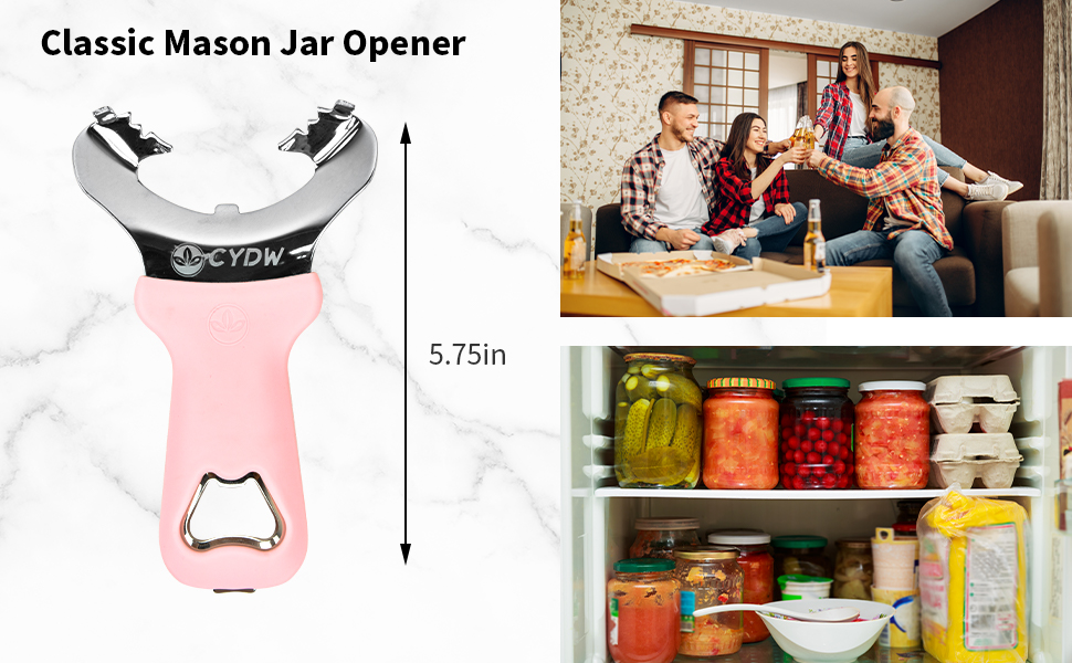 CYDW Mason Jar Opener Tool with Soft Touch Handle, No Lid Dents or Damage, Can