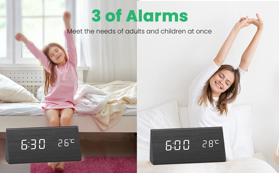 wooden digital alarm clock desk clock