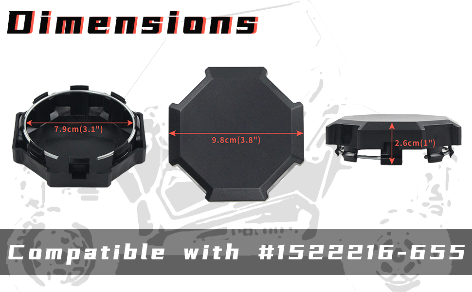 CPOWACE 4Pack Hub Caps Wheel Center Caps For Polaris RZR 900 1000 XP 4