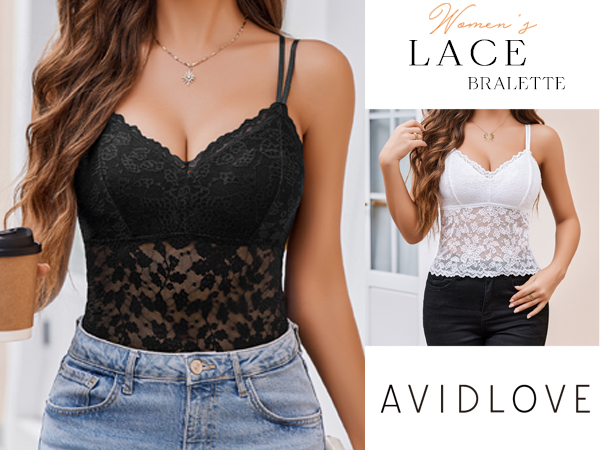 Avidlove Lace Tank Top Lace Bralette Camisole Tops for Women
