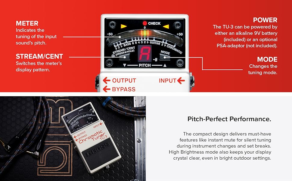 BOSS TU-3 Compact Chromatic Tuner | Perfect for Guitar