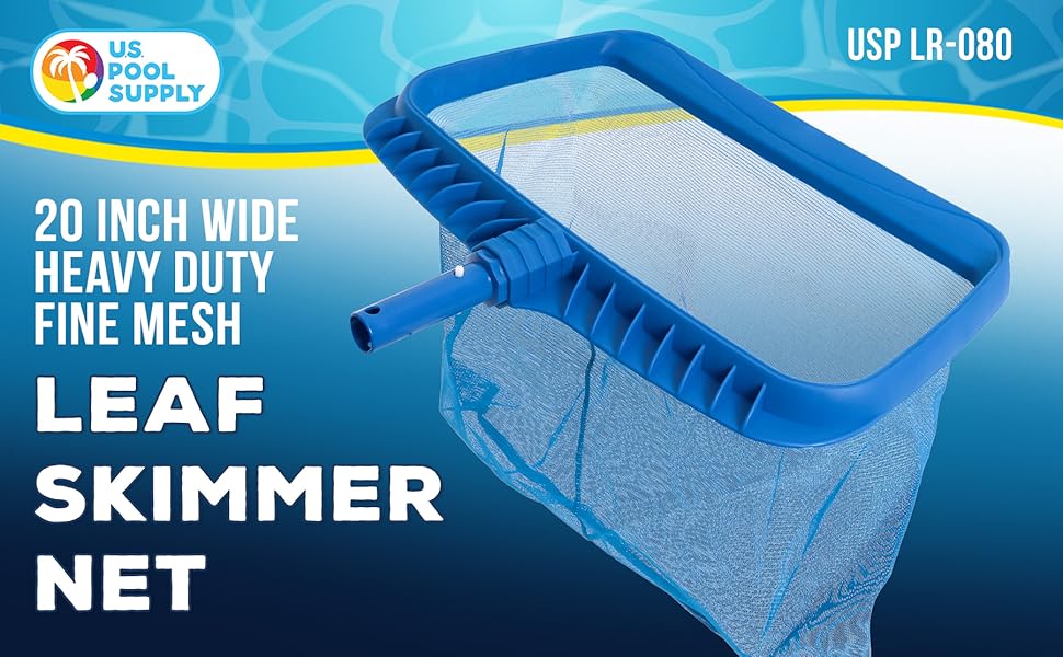 20" Heavy Duty Pool Leaf Rake with Deep Net Bag, Fine Mesh & Easy Scoop Edge for Quick Cleaning