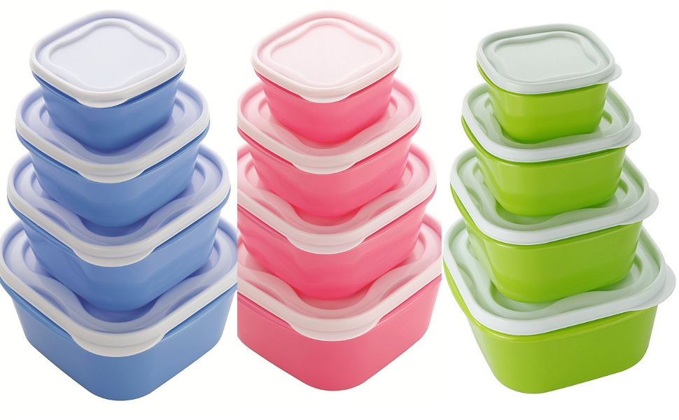 Blue Square Plastic Boxes (Set of 4), Multipurpose Storage Container