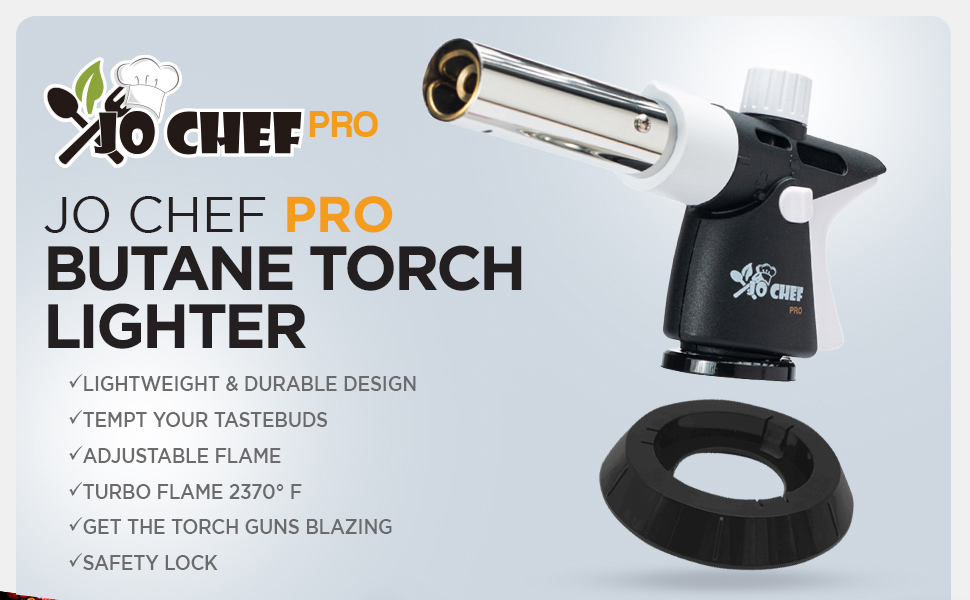 Jo Chef Pro Butane Torch Lighter Refillable Butane Torch
