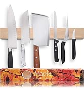 Premium 16 Inch Maple Wood Magnetic Knife Holder – Professional Wooden Magnetic Knife Strip - Spa...