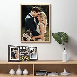 Anniversary Wedding Gift for Couple, Wood Photo Frame Holds 2 4x6 Inches Photos