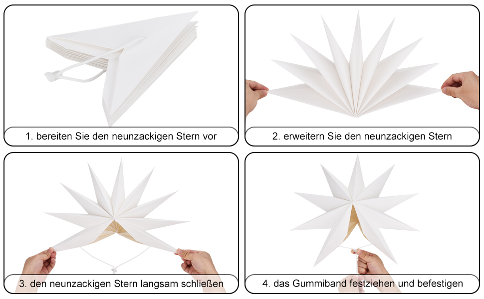 Amazon.de 5 Stück Papiersterne Weihnachten 30cm x 3 + 45cm x 2 Skandinavisch Papiersterne
