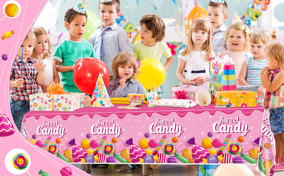 Hegbolke 4 Pack Candy Land Tablecloths 86 x 51 Inch