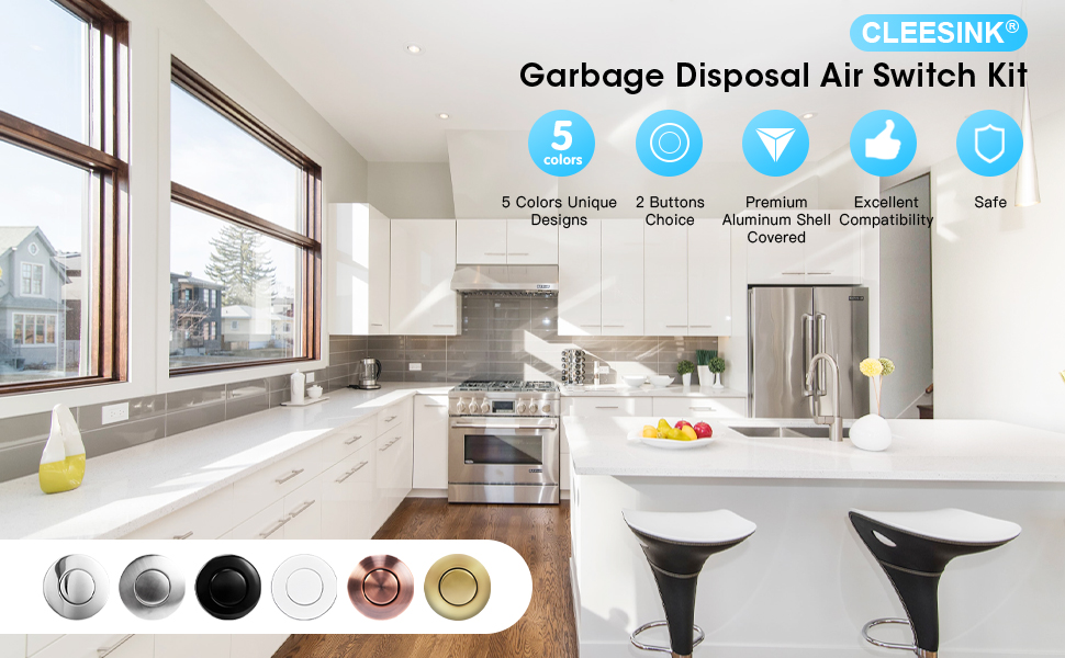 Garbage Disposal Air Switch Kit, Sink Top Waste Disposer 2" Brushed