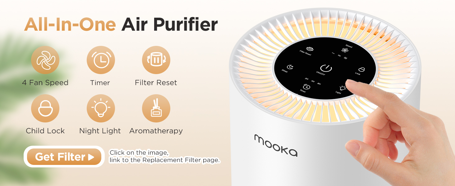 mooka air purifier for large room air purifiers for bedroom ture hepa air purifier