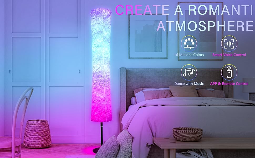 leadmax Corner Floor Lamp, LED Floor Lamps for Living Room Bedroom, RGB