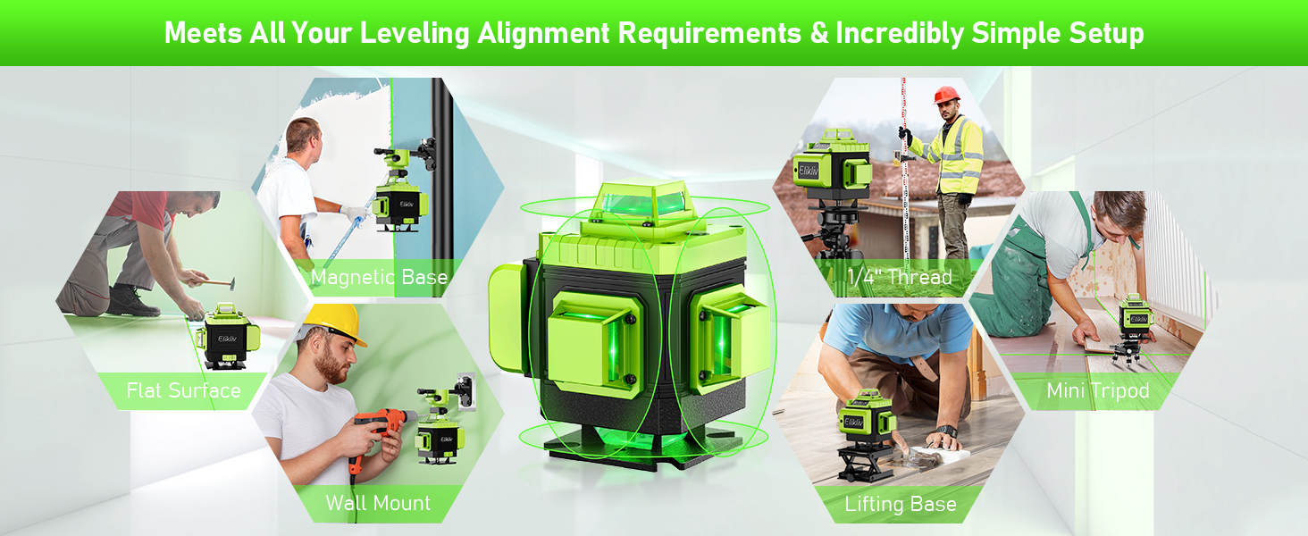 4 X 360° 3 X 360° 2 X 360° 1 X 360° Laser Level with Remote Control for Site Work Home carpentry