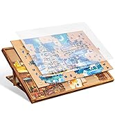 Becko US 1000 Piece Jigsaw Puzzle Board with Clear Cover, Jigsaw Puzzle Table Double Sided Board ...