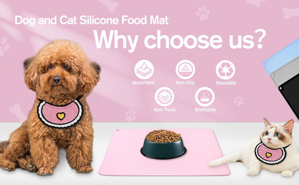 Cute Dog Food Mat, Cat Food Mat, Silicone Pet Feeding Mat