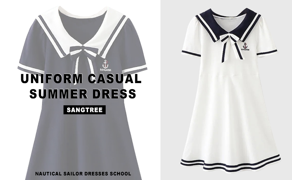 Amazon.com: SANGTREE Girls Nautical Sailor Dresses School