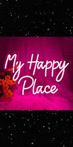 My Happy Place Neon Sign, Dimmable Pink LED Neon Light for