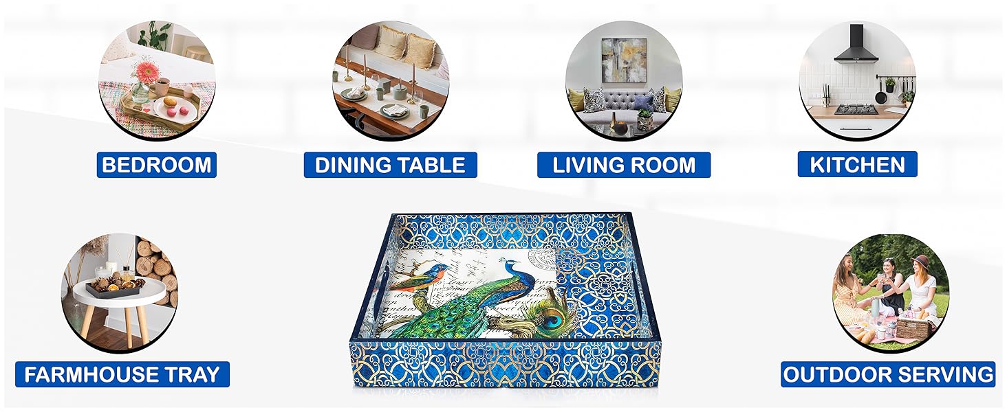 Crocon Square Serving Trays for Coffee Table Kitchen