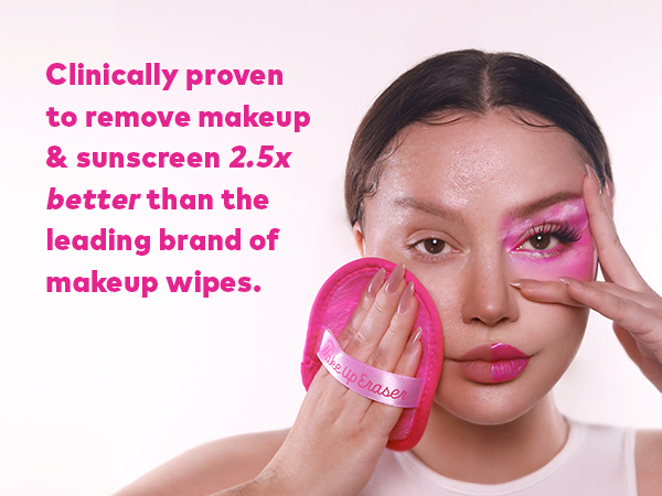 Clinically proven to remove makeup and sunscreen 2.5x better than the leading brand of makeup wipes
