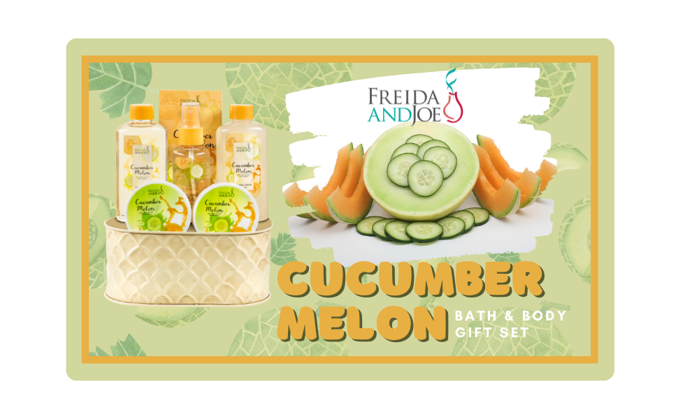 Freida and Joe Bath and Body Gift Set for Women in Cucumber Melon Fragrance or Scent