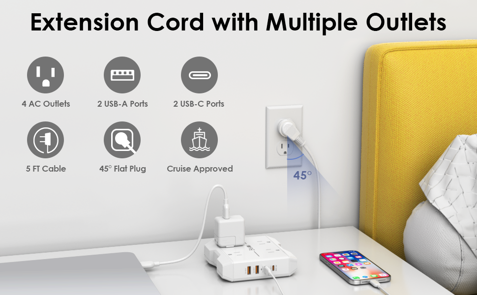 Extension Cord with Multiple Outlets