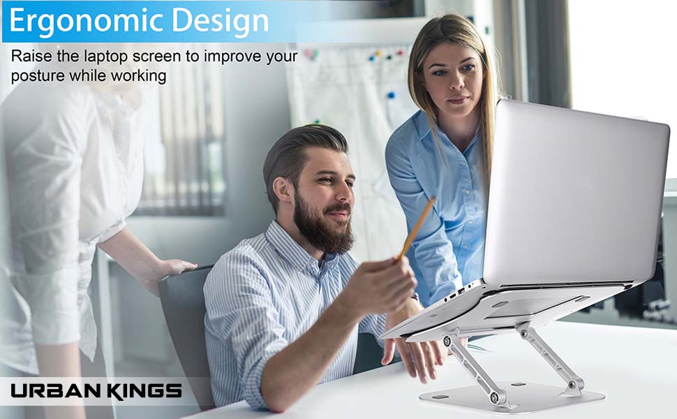 URBAN KINGS Aluminum Laptop Stand, Ergonomic Adjustable Notebook Stand, Riser Holder Computer Stand Compatible More 10-15.6" Laptops 63 1