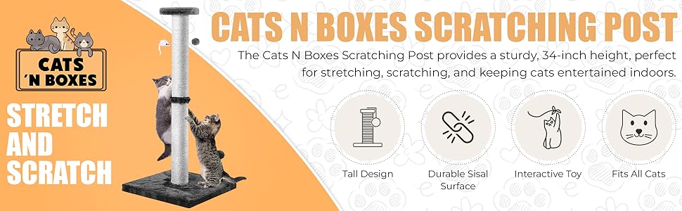 scratching post fits all cats, durable sisal, tall design