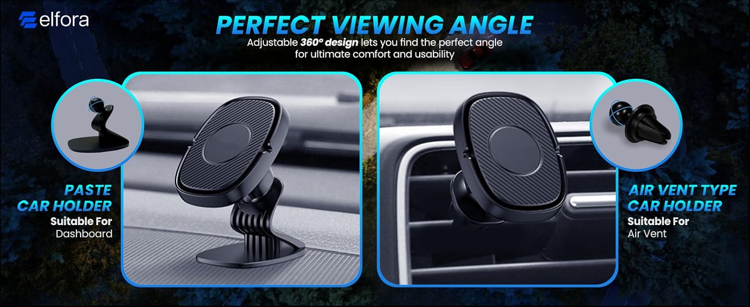 Elfora 360° Rotating Magnetic Phone Holder for Car