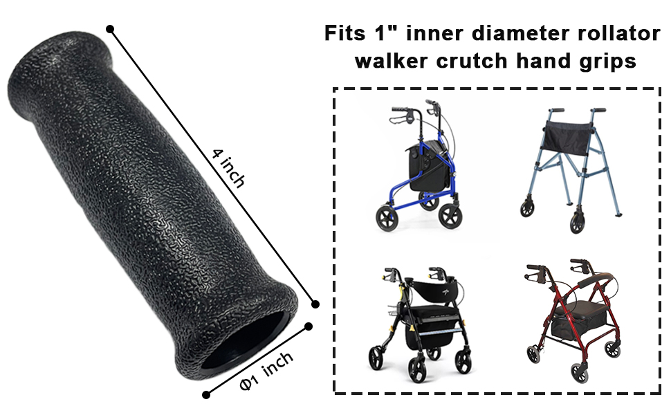 Rollator Walker Crutch Hand Grips Replacement Fit for 1" ID