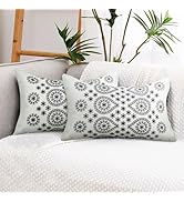Adabana Outdoor Waterproof Throw Pillow Cover 12x20 Inch Boho Floral Printed Outdoor Pillow Cover...
