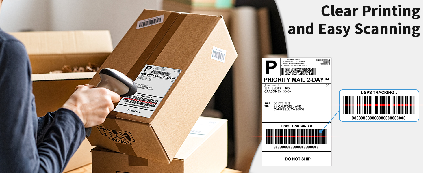 4x6in Thermal Labels for D520 Shipping Label Printer