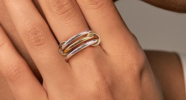 Silver Stackable Rings, Gold Stacking Rings,Cubic Zirconia Ring Set,Non Tarnish wedding rings set