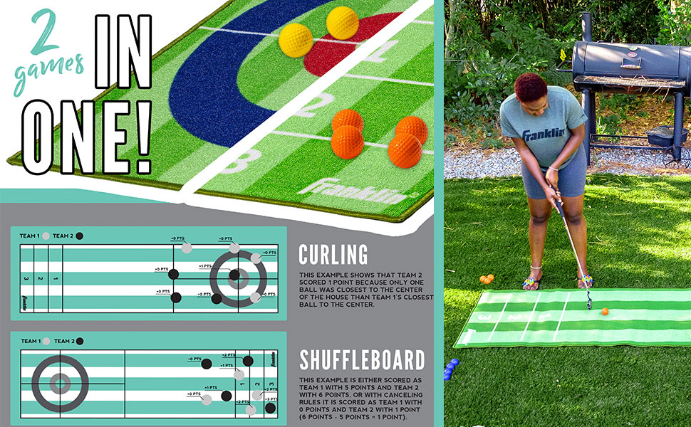 Franklin Sports Shuffleboard Curling Golf Mat 10ft Long Playing
