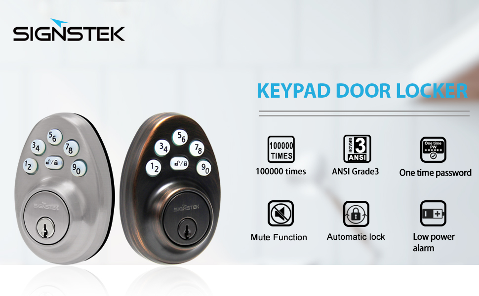 Signstek Electronic Keypad Deadbolt with LED Backlit, 1Touch Motorized
