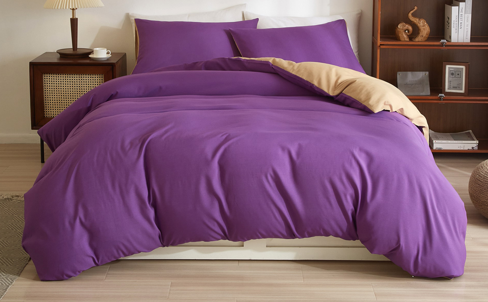 Ruccit Purple Duvet Cover Queen Teen Girls Women Duvet