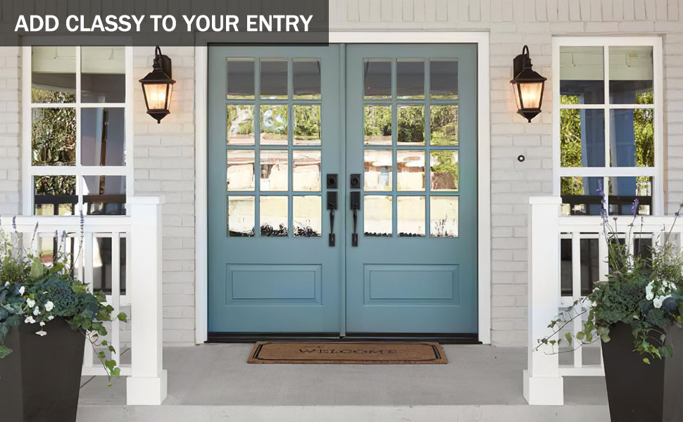 NeuType Front Door Handle Set Double with Dummy Matte Black Heavy Duty